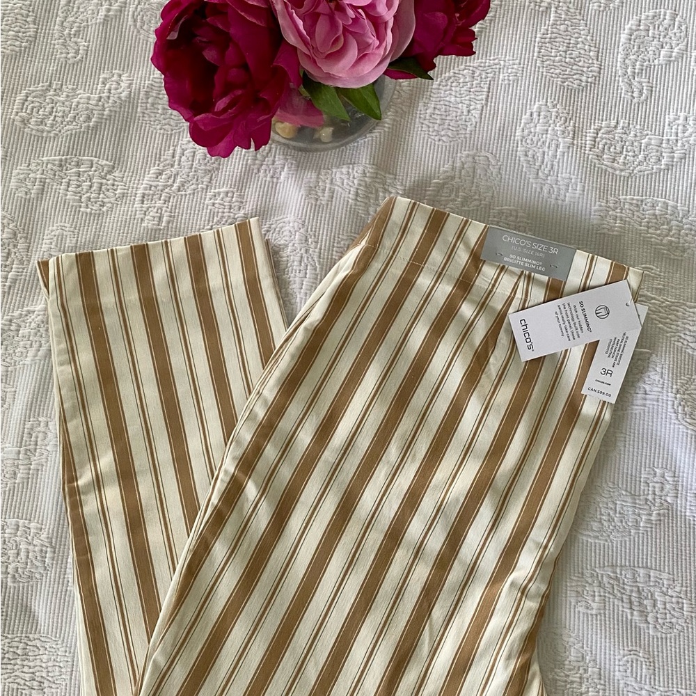 Chico so slimming Bridgitte shine stripe ankle pants 3R (16R)
